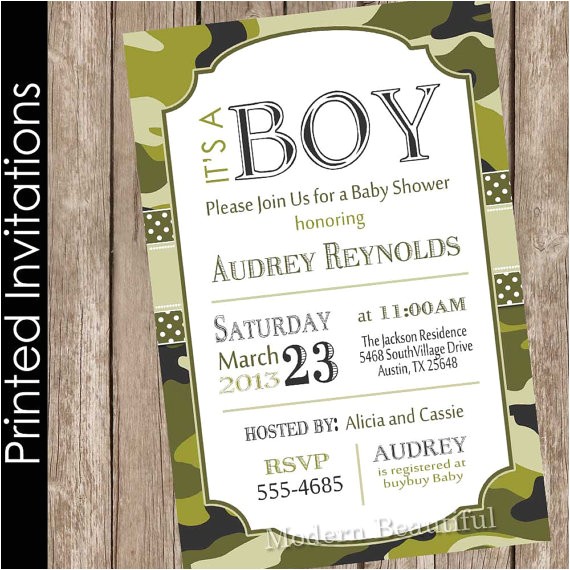 Army Camo Baby Shower Invitations Printed Camo Baby Shower Invitation Army Baby Shower
