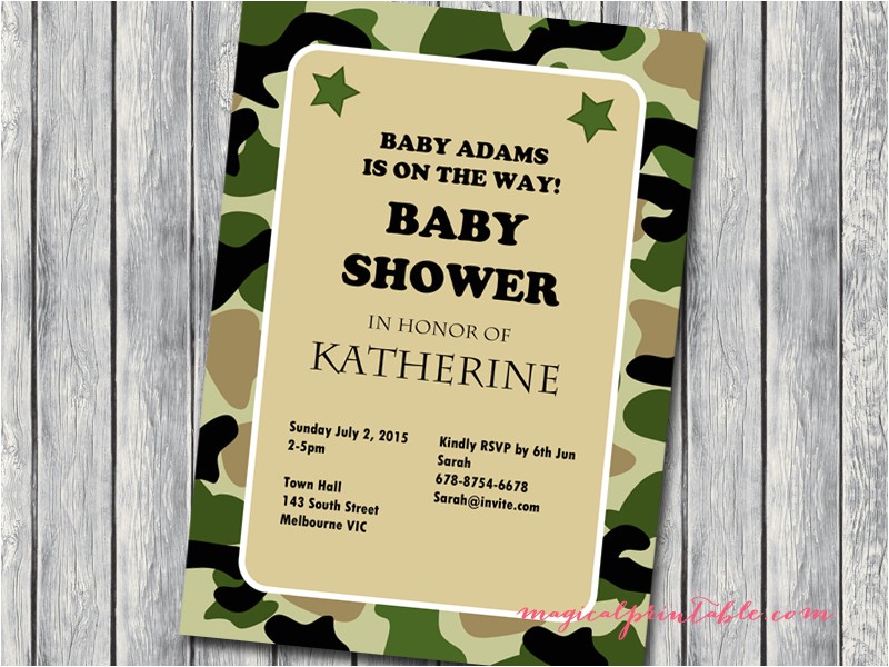 Army themed Baby Shower Invitations Army Baby Shower Military Birthday Invitations Baby