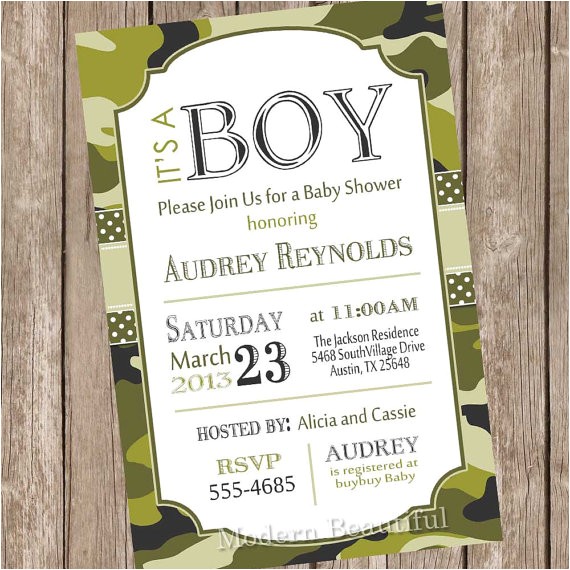 Army themed Baby Shower Invitations Camo Baby Shower Invitation Army Baby Shower Invitation