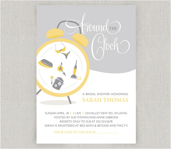 Around the Clock Bridal Shower Invitations Around the Clock Bridal Shower Invitation by Twopoochpaperie
