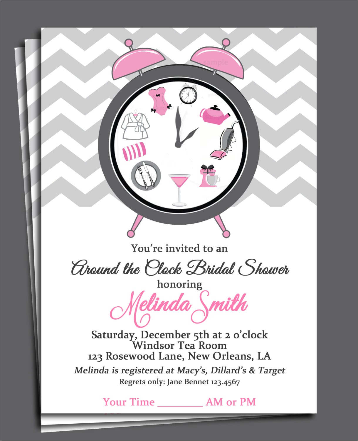 Around the Clock Bridal Shower Invitations Around the Clock Bridal Shower Invitation Printable or Printed