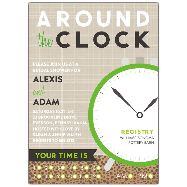 Around the Clock Bridal Shower Invitations Around the Clock Shower Invitations