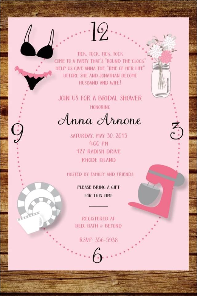 Around the Clock Bridal Shower Invitations Around the Clock Wedding Shower Invitation Custom Around
