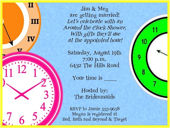 Around the Clock Bridal Shower Invitations Bridal Shower Invitations Around the Clock Bridal Shower