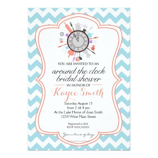 Around the Clock Bridal Shower Invitations Chevron Around the Clock Bridal Shower Invitation