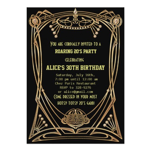 Art Deco Birthday Party Invitations Art Deco Gatsby Style Birthday Party Invitation Zazzle
