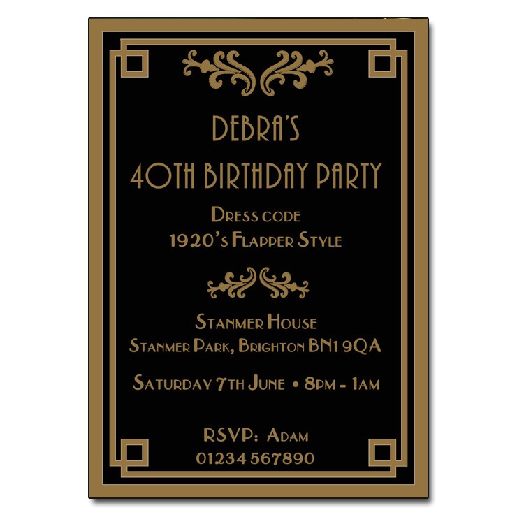 Art Deco Birthday Party Invitations Art Deco Style Party Invitations the Invitation Boutique