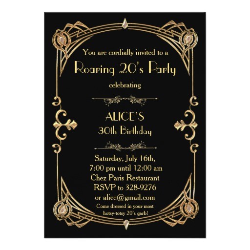 Art Deco Birthday Party Invitations Birthday Party Invitation Any Age Art Deco Gatsby Zazzle