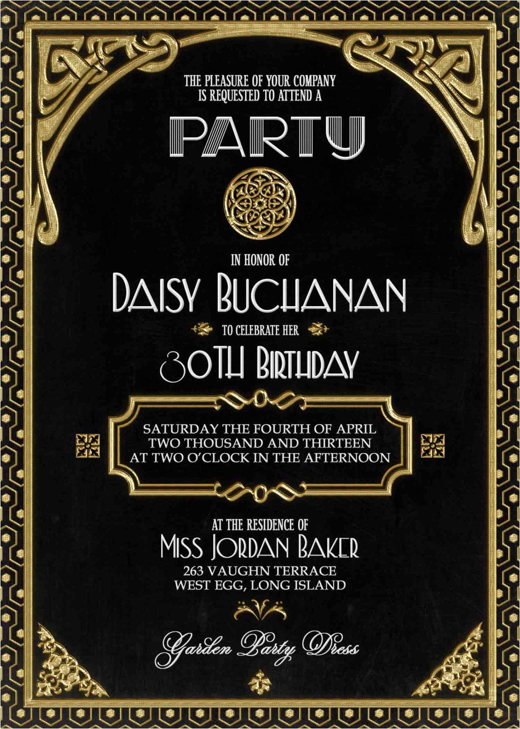 Art Deco Birthday Party Invitations Gatsby Invitation Art Deco Birthday Party or Bridal Shower