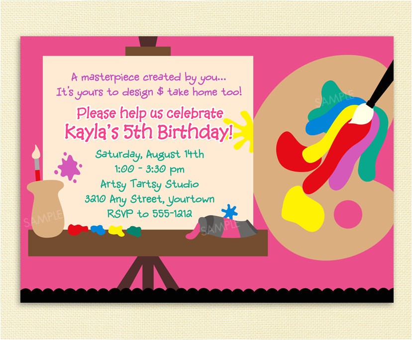 Art themed Birthday Party Invitation Wording Birthday Invites Awesome 10 Art Painting Party