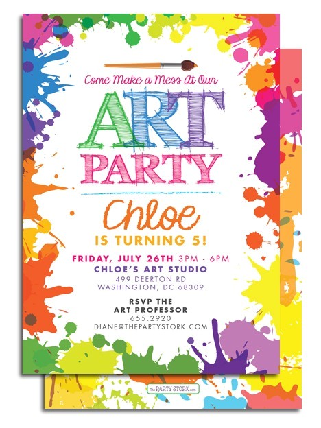 Art themed Birthday Party Invitation Wording Party Invitation Birthday Art Quotes