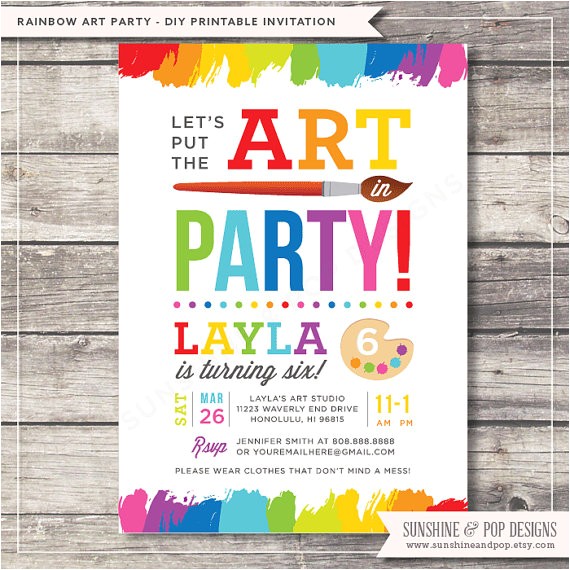 Art themed Birthday Party Invitation Wording Unavailable Listing On Etsy
