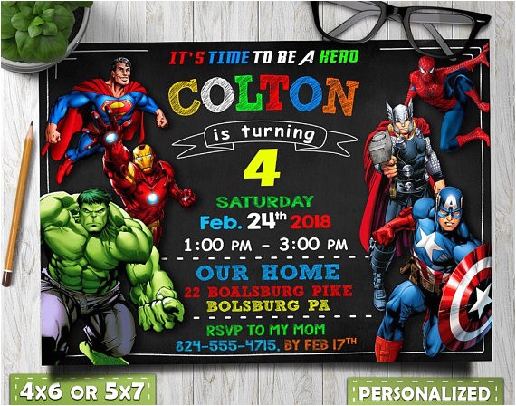 Avengers Birthday Invitations Custom Avengers Birthday Invitation Avengers Invitation Avengers