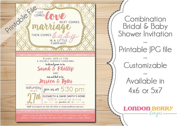 Baby and Bridal Shower Combined Invitations Bination Bridal & Baby Shower Invitation