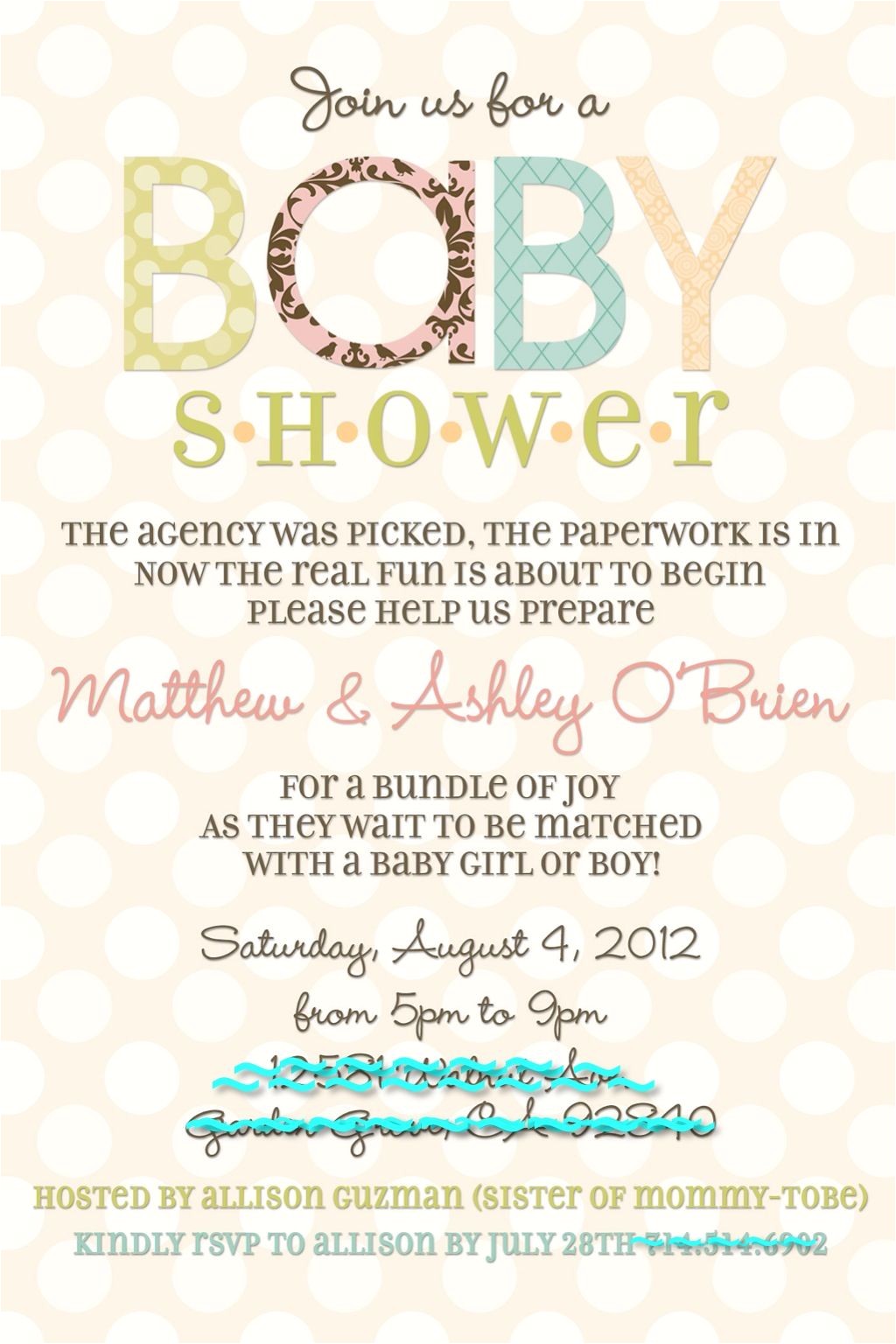 Baby Birth Party Invitation Wording Adoption Baby Shower Invite Stephanie Miera Potential