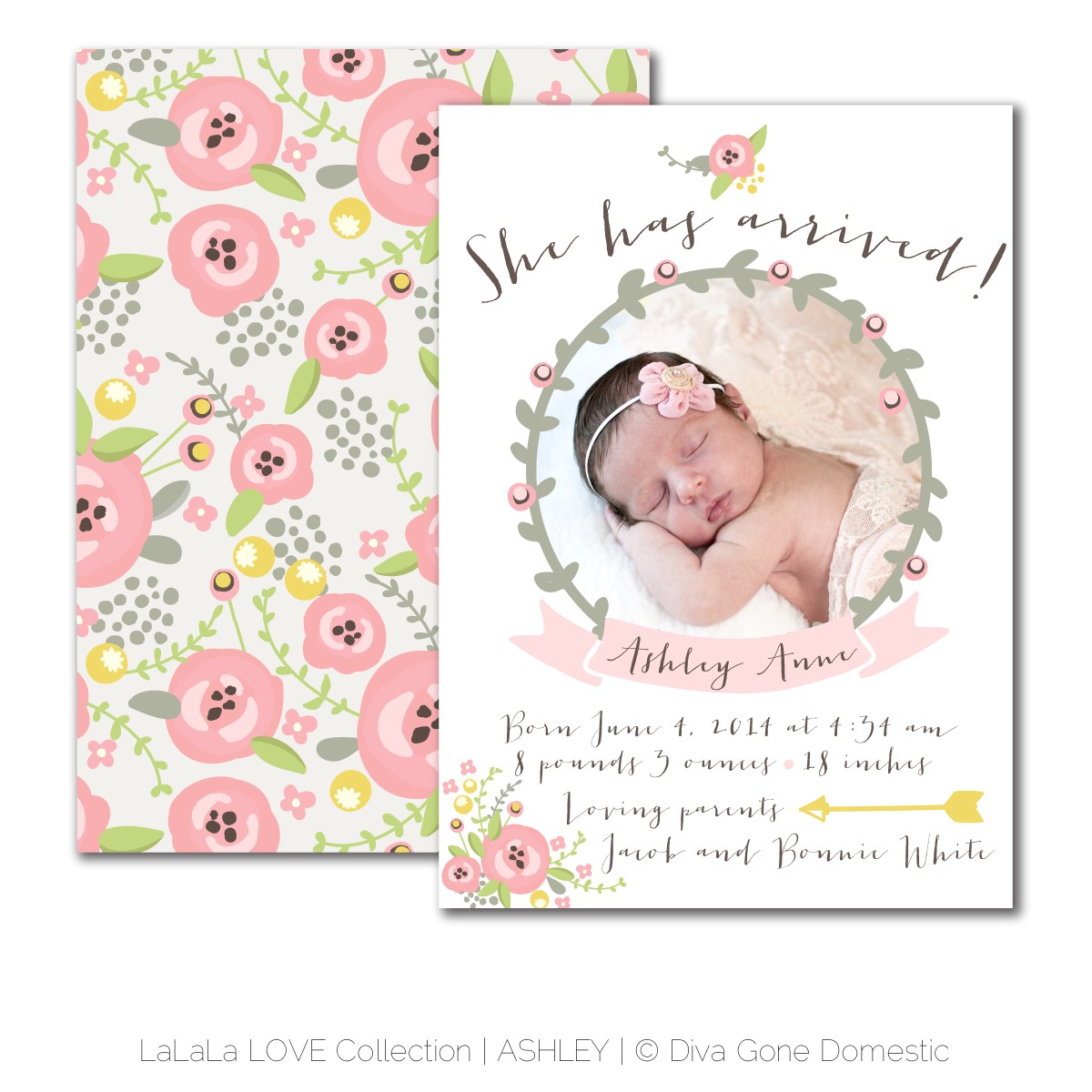 Baby Birth Party Invitation Wording Sweet Whimsical Floral Birth Announcement for Baby Girl