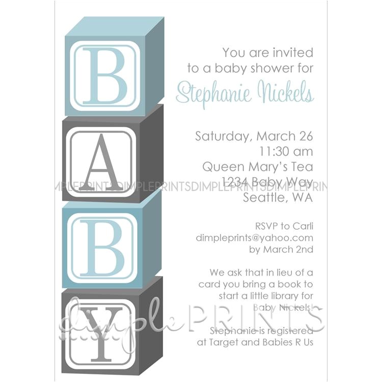 Baby Block Baby Shower Invitations Baby Blocks Printable Shower Invitation Dimple Prints Shop