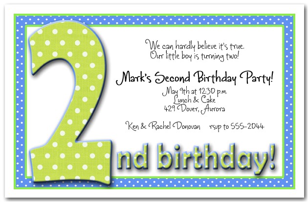 Baby Boy 2nd Birthday Invitation Wording Green Blue Polka Dots Boy 39 S 2nd Birthday Party Invitations