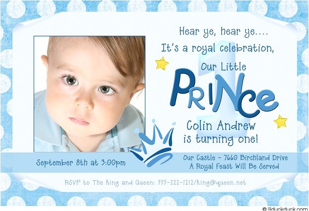 Baby Boy First Birthday Invitation Quotes Prince Twin Birthday Invitations Photo Polka Dots Crown