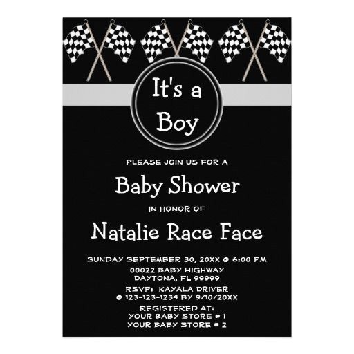 Baby Boy Race Car Shower Invitations Checkered Flag Boy Girl Baby Shower Invitation