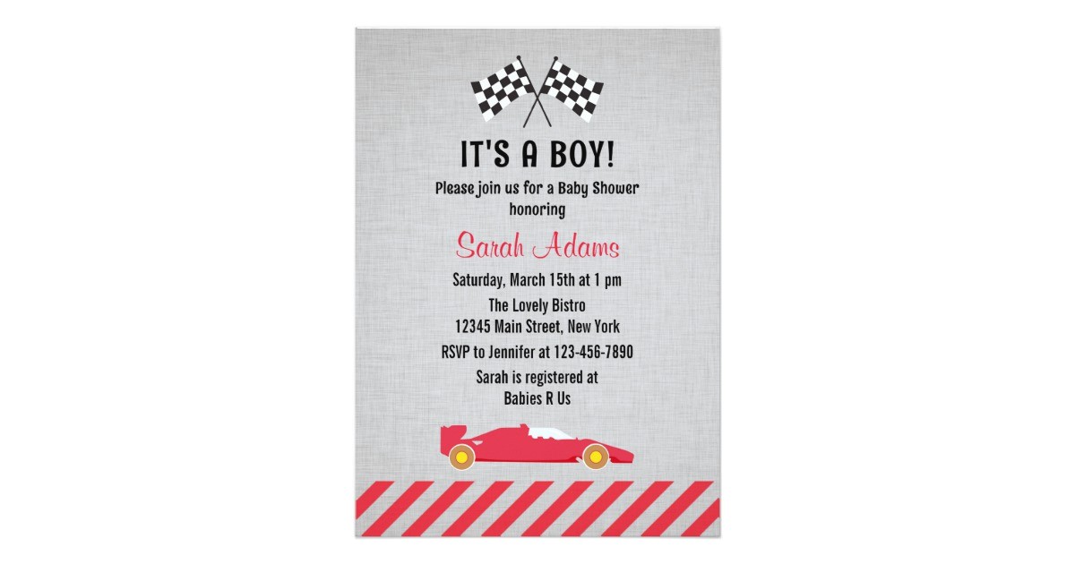 Baby Boy Race Car Shower Invitations It S A Boy Race Car Baby Shower Invitation