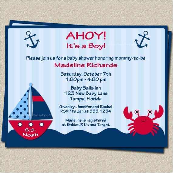 Baby Boy Shower Invitations Nautical theme Ahoy Its A Boy Nautical theme Baby Shower Invitations with