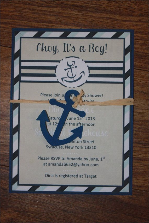 Baby Boy Shower Invitations Nautical theme Nautical Little Sailor Baby Shower Invitation with Anchor