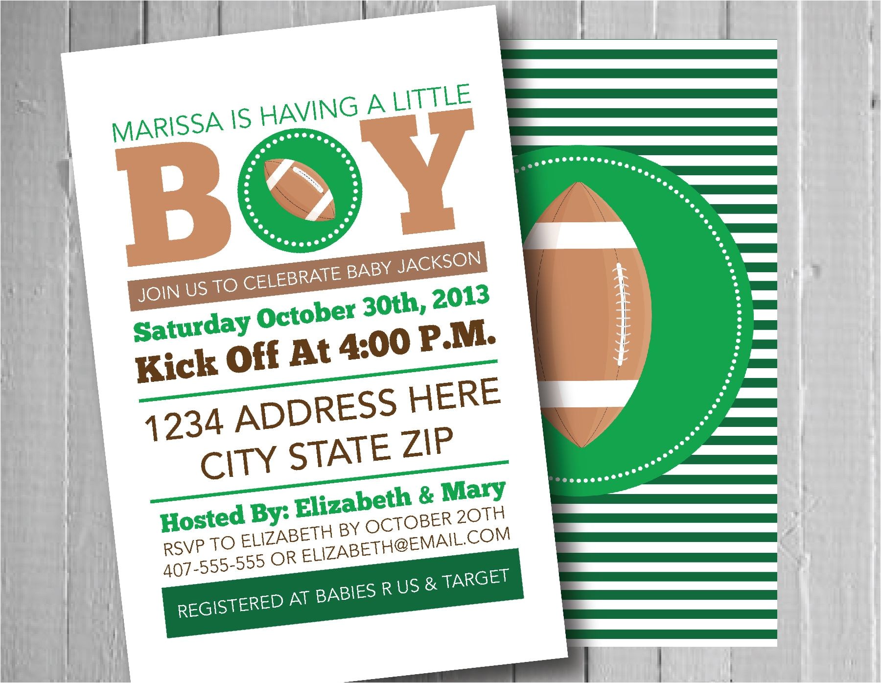 Baby Boy Shower Invitations Sports theme Football Baby Shower Invitation Sports theme