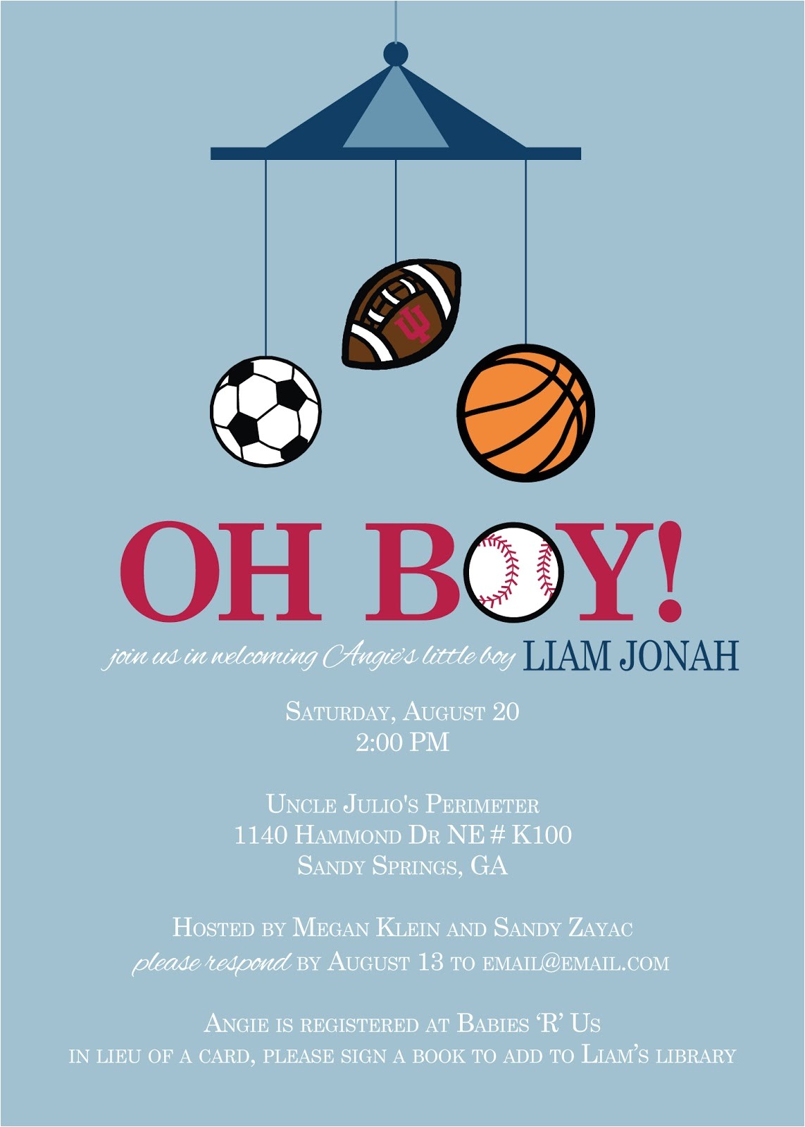 Baby Boy Shower Invitations Sports theme Rkdesigns Sports theme Baby Shower Ideas