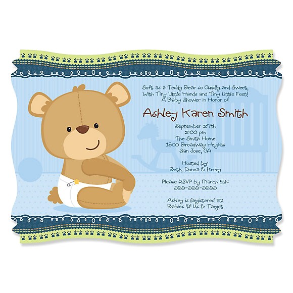 Baby Boy Shower Invitations with Teddy Bears Personalize Product