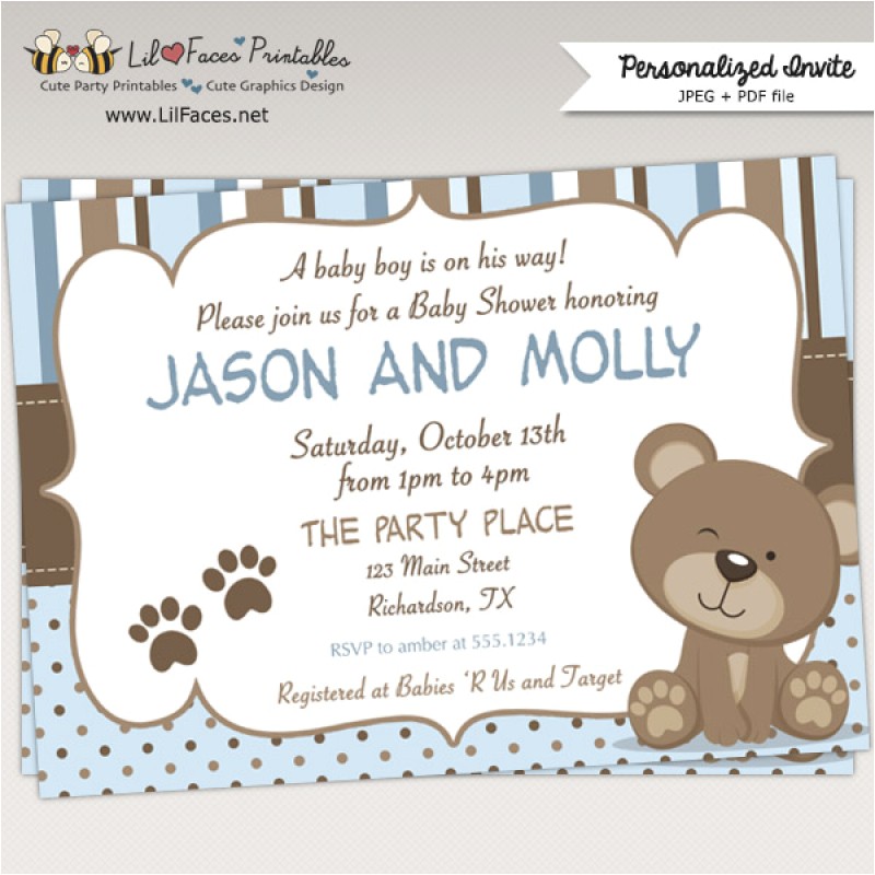 Baby Boy Shower Invitations with Teddy Bears Teddy Bear Baby Shower Invitations – Gangcraft