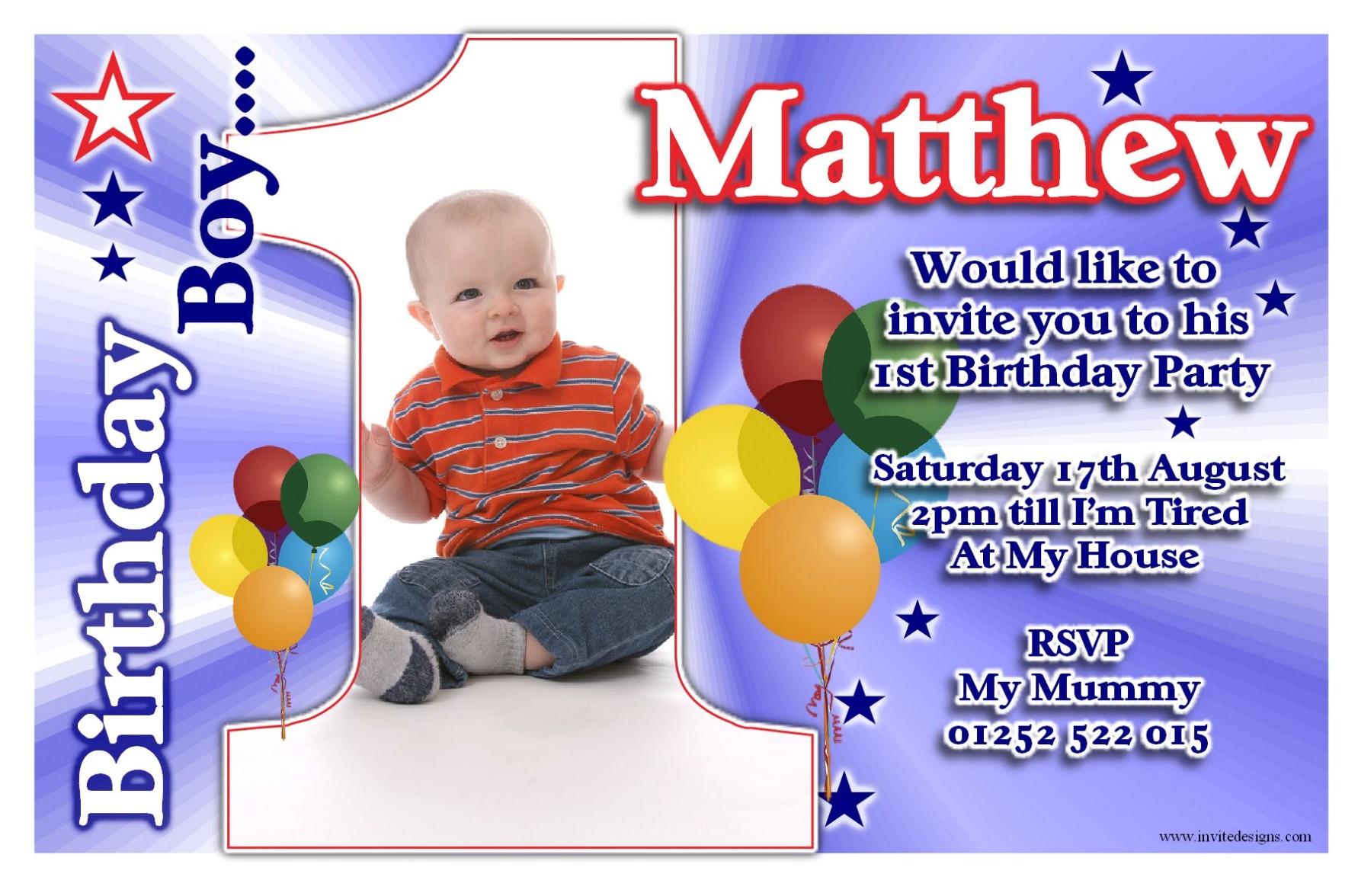 Baby First Tv Birthday Invitations Birthday Colors Baby Boy Birthday Party Invitation
