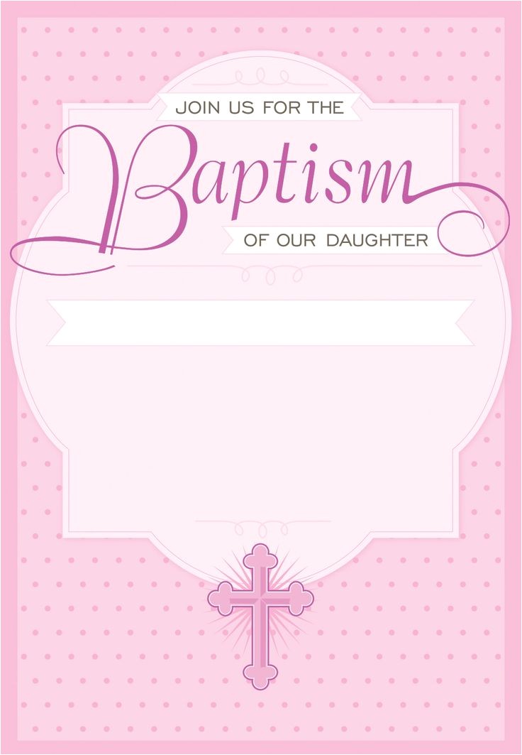 Baby Girl Baptism Invitation Free Templates Dotted Pink Free Printable Baptism & Christening