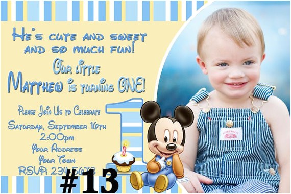 Baby Mickey 1st Birthday Personalized Invitations Unavailable Listing On Etsy