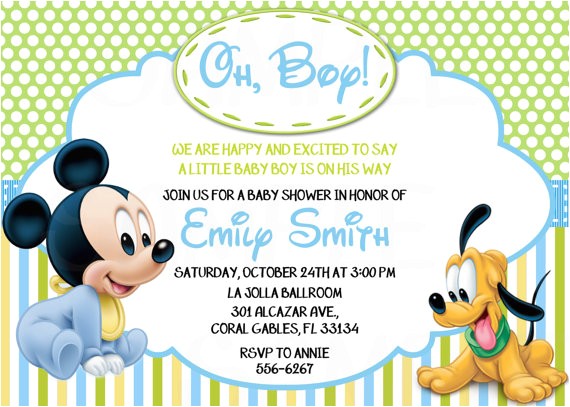 Baby Mickey Mouse Baby Shower Invitations Disney Baby Mickey Mouse Inspired Baby Shower or Birthday