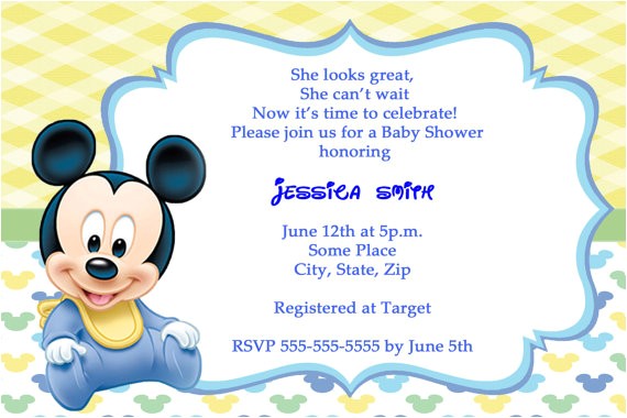 Baby Mickey Mouse Baby Shower Invitations Mickey Mouse Baby Shower Invitations Cartes De Remerciements