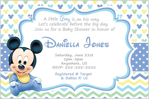 Baby Mickey Mouse Baby Shower Invitations Mickey Mouse Invitation Templates – 26 Free Psd Vector