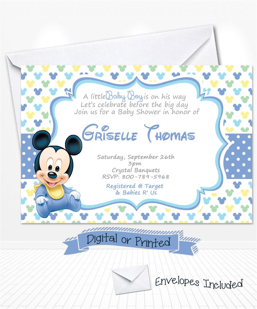 Baby Mickey Mouse Baby Shower Invitations Printed Baby Mickey Mouse Baby Shower Invitations Baby