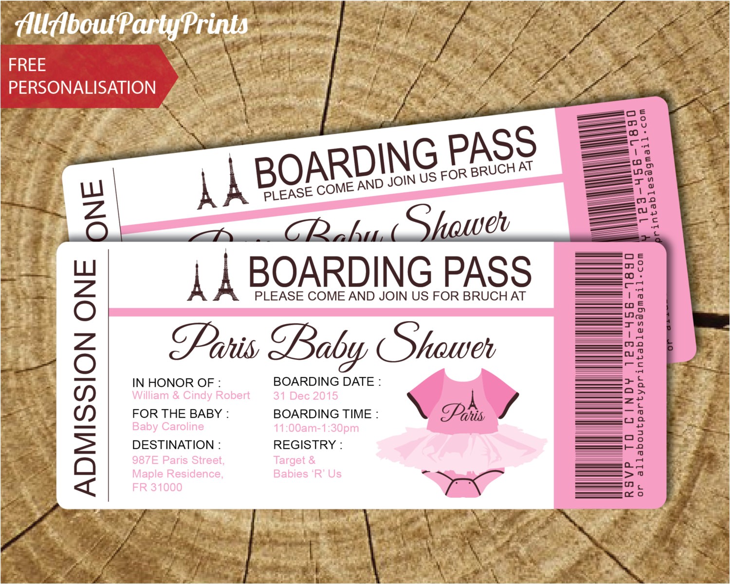 Baby Shower Boarding Pass Invitations Passport Birthday Invitation Template