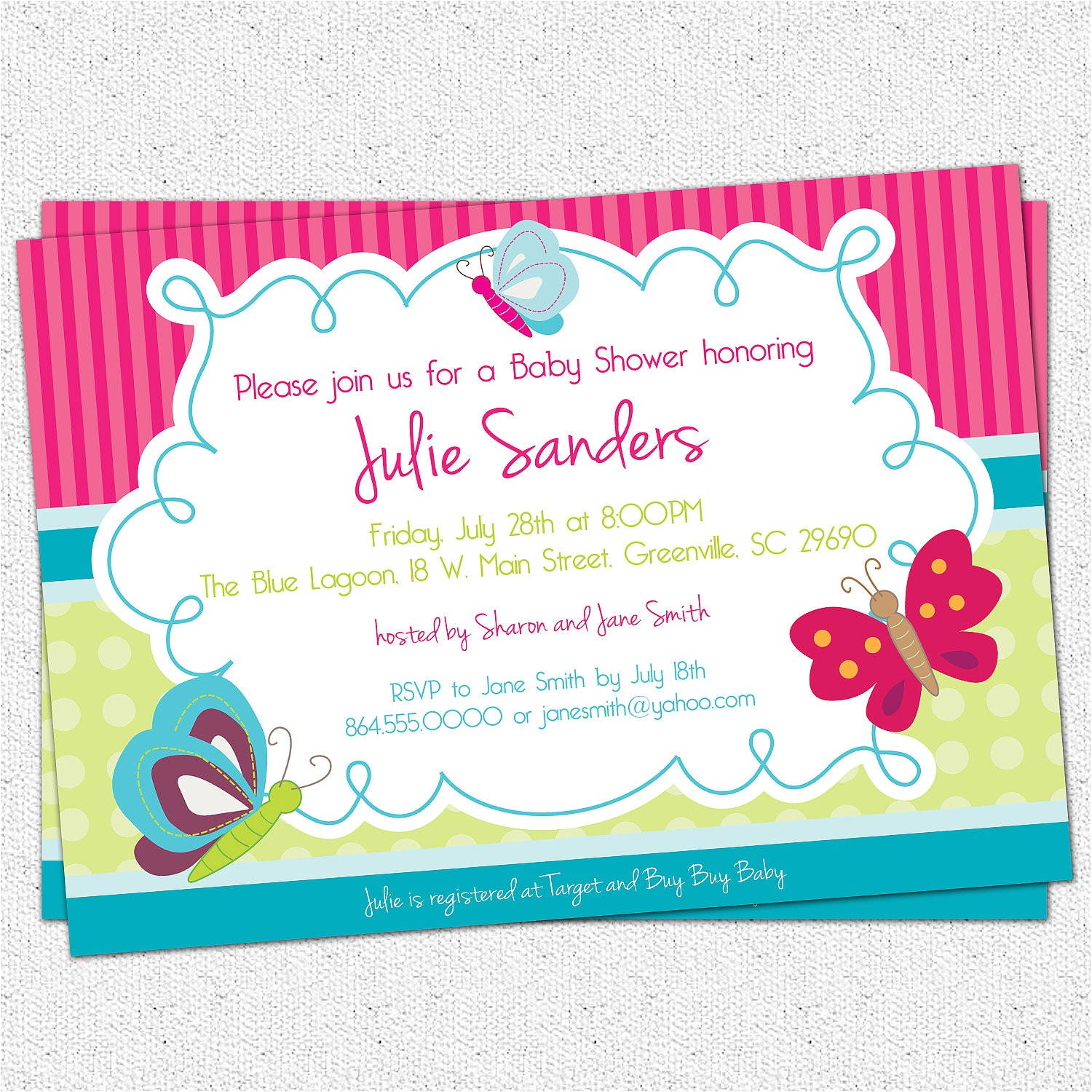 Baby Shower butterfly theme Invitations Baby Shower Invitations Cute butterfly Baby Shower