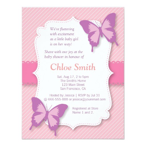 Baby Shower butterfly theme Invitations Elegant Purple butterfly Baby Shower 4 25×5 5 Paper