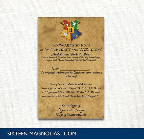 Baby Shower Invitation Acceptance Inspired by the Hogwarts Acceptance Letter This Invite