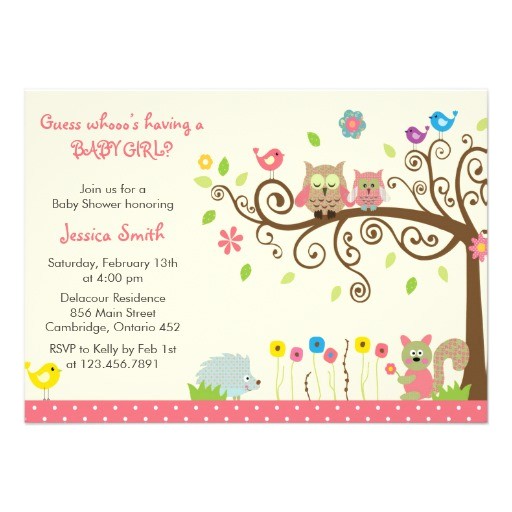 Baby Shower Invitation Cards for Girls Cute Pink Owl Girl Baby Shower Invitations Personalized