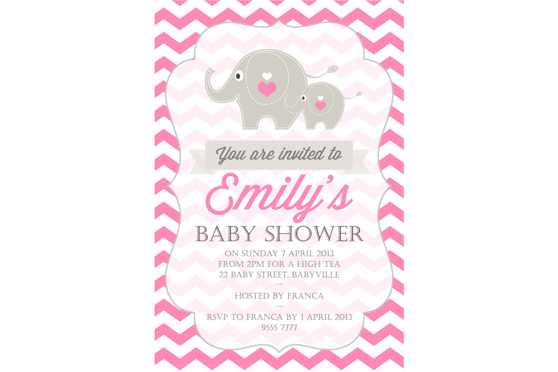 Baby Shower Invitation Details Cute Elephant Baby Shower Invitation – Li Designs