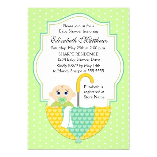 Baby Shower Invitation Ideas for Unknown Gender Gender Unknown Umbrella Baby Shower Invitation 5" X 7