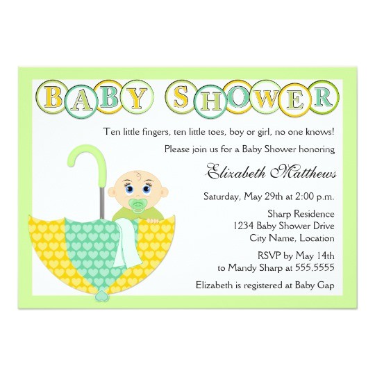 Baby Shower Invitation Ideas for Unknown Gender Gender Unknown Umbrella Baby Shower Invitation