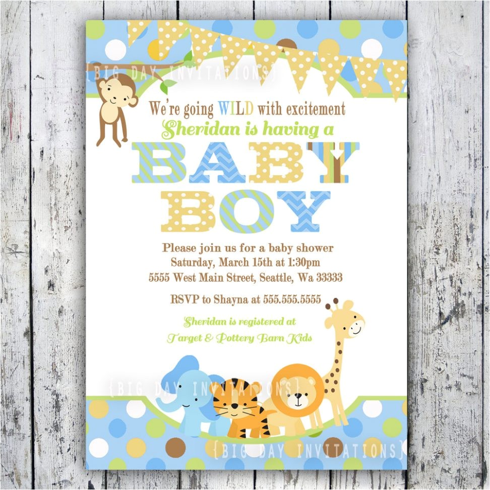 Baby Shower Invitation Postcards Jungle themed Baby Shower Invitations Jungle themed Baby