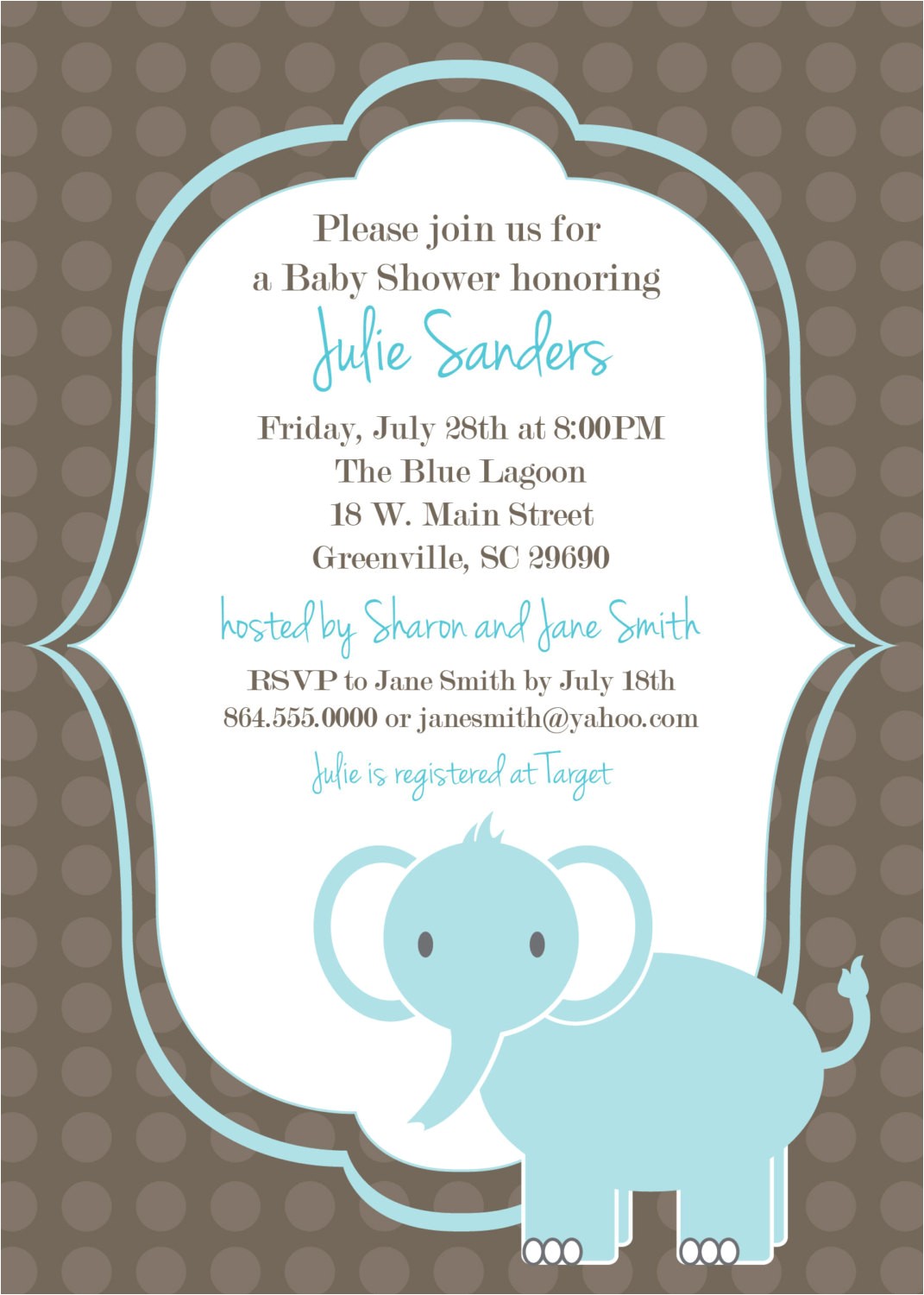 Baby Shower Invitation Templates Printable Printable Baby Shower Invitation Elephant Boy Light Blue