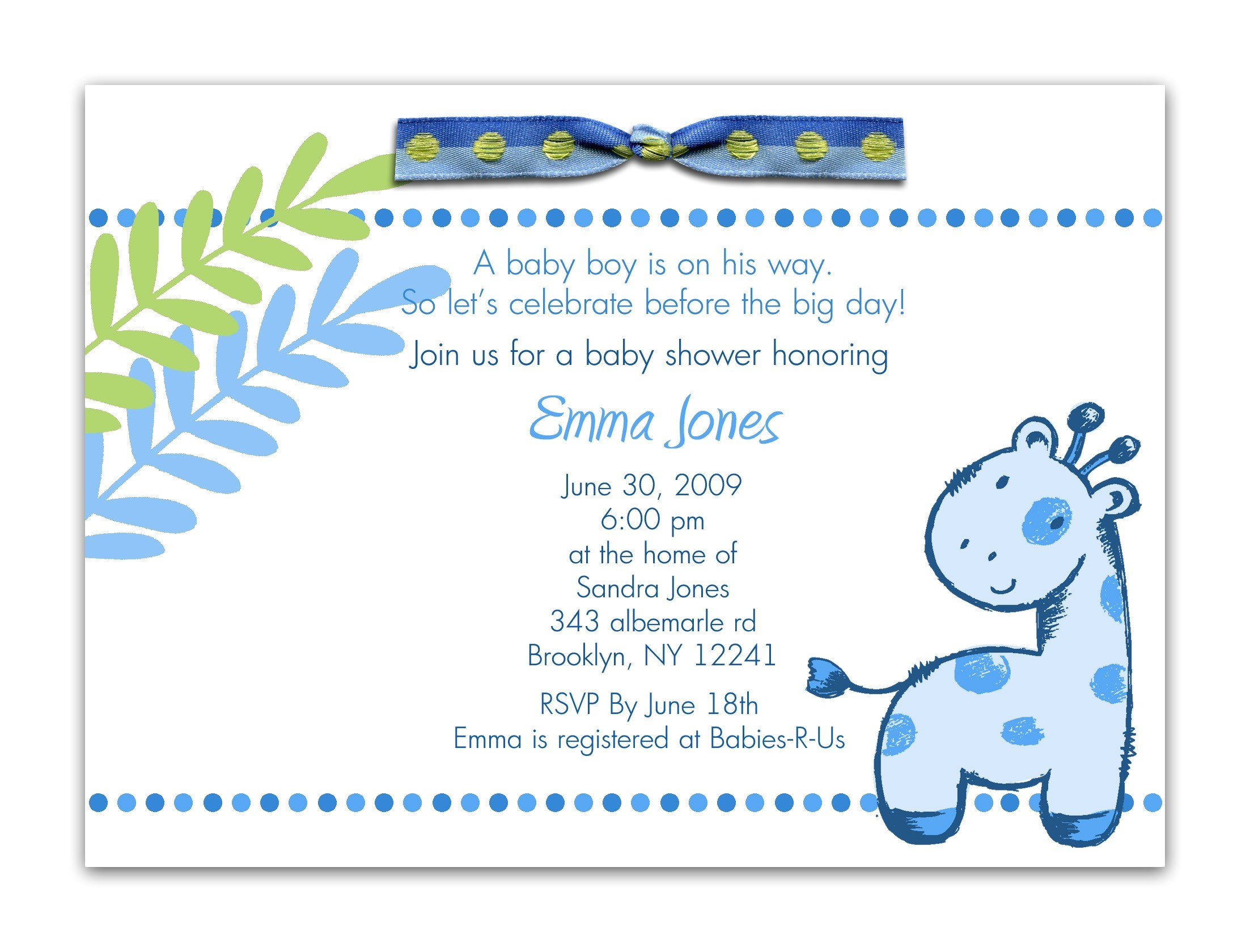Baby Shower Invitation Text Template Baby Shower Invitation Wording for A Boy