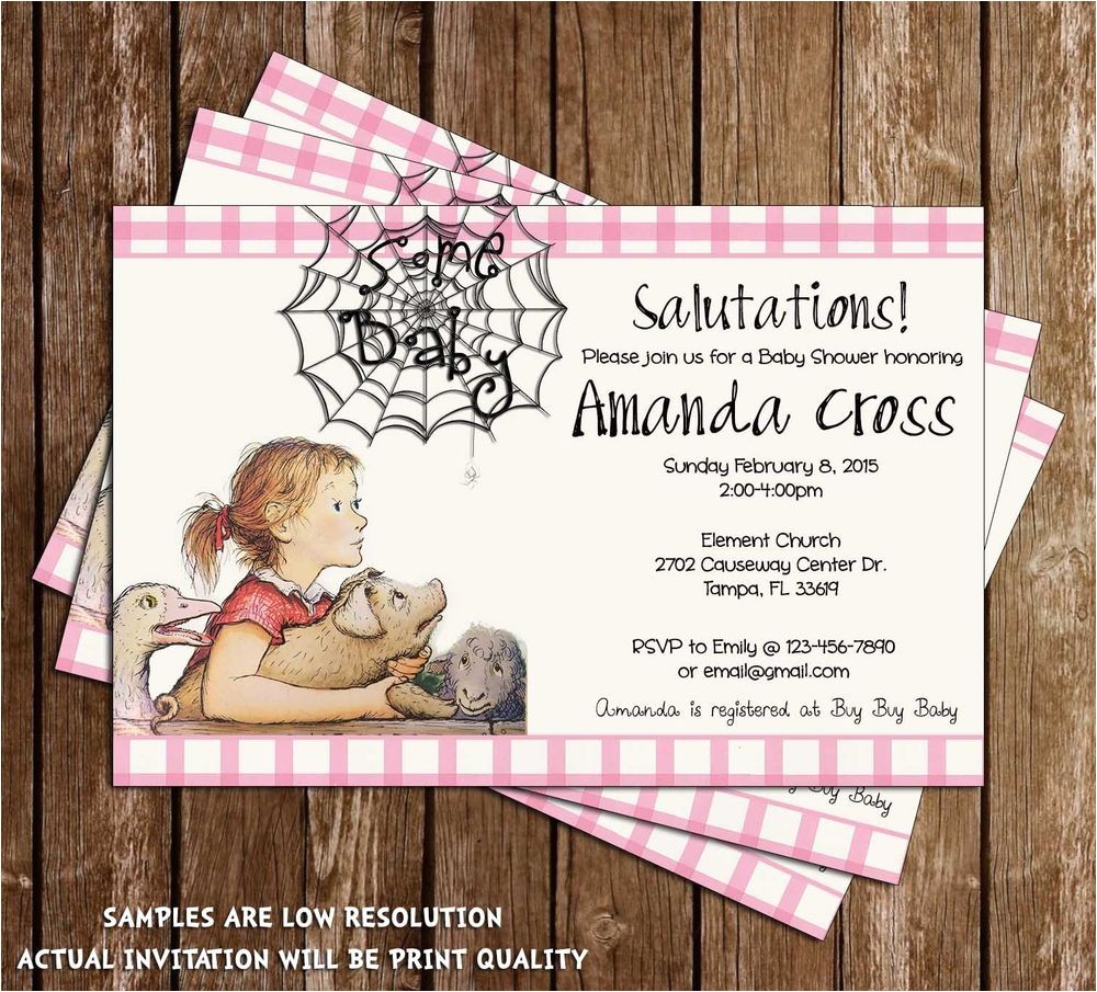 Baby Shower Invitation Websites Charlotte S Web Baby Shower Invitations 15 Printed W